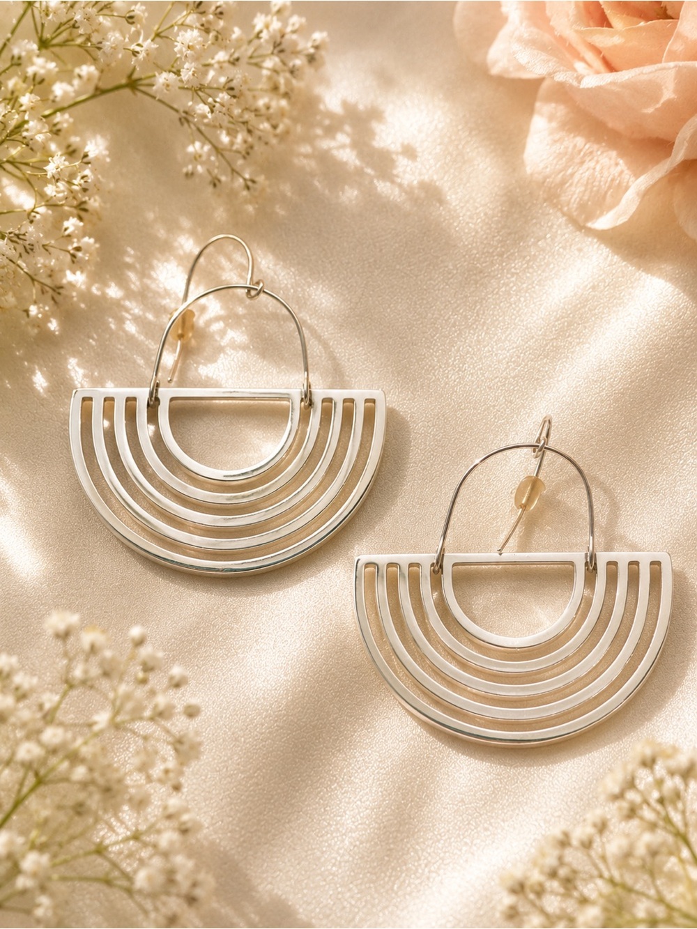 Silver Geometric Hoop Earrings - Brand